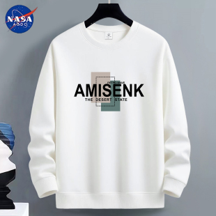 打底衫 加绒加厚男生宽松初中生潮牌长袖 2025新款 NASA卫衣男秋冬季