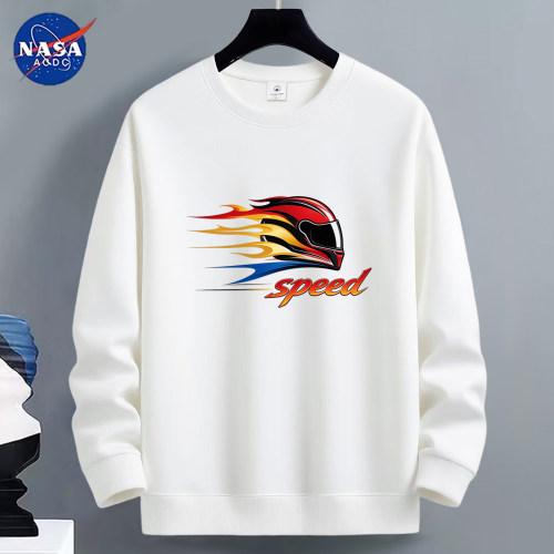 NASA联名竞速头盔秋冬季卫衣男加厚保暖学生潮酷宽松圆领长袖上衣