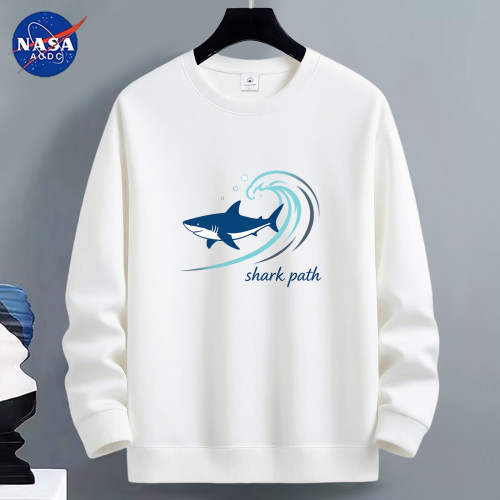 NASA联名男士卫衣2026新款秋冬季宽松青少年加厚鲨鱼印花长袖潮牌