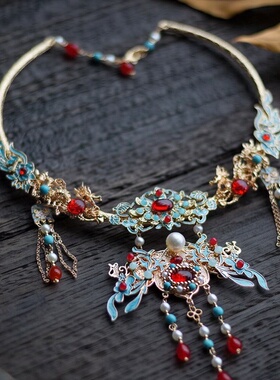 烧蓝璎珞汉服配饰古风烧蓝华丽大项圈古风项圈璎珞秋冬天项圈