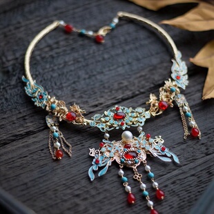 烧蓝璎珞汉服配饰古风烧蓝华丽大项圈古风项圈璎珞秋冬天项圈