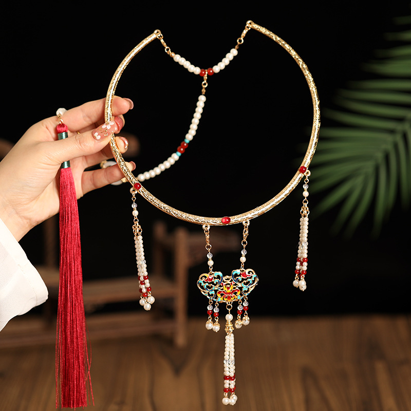 明制流苏项圈璎珞背云新中式马面裙配饰烧蓝汉服项链晚明风婚服