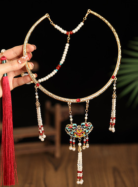 明制流苏项圈璎珞背云新中式马面裙配饰烧蓝汉服项链晚明风婚服