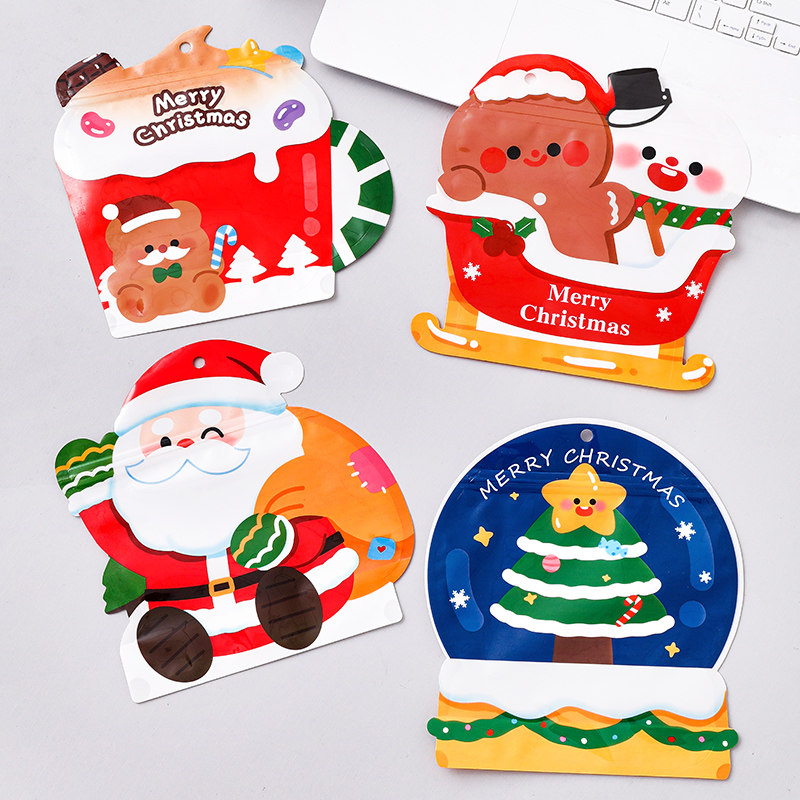 圣诞老人奖品卡通立体自封糖果袋