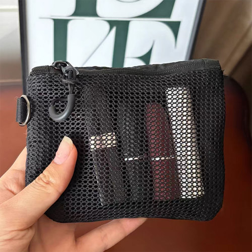 日本网格收纳包双层拉链便携卡包