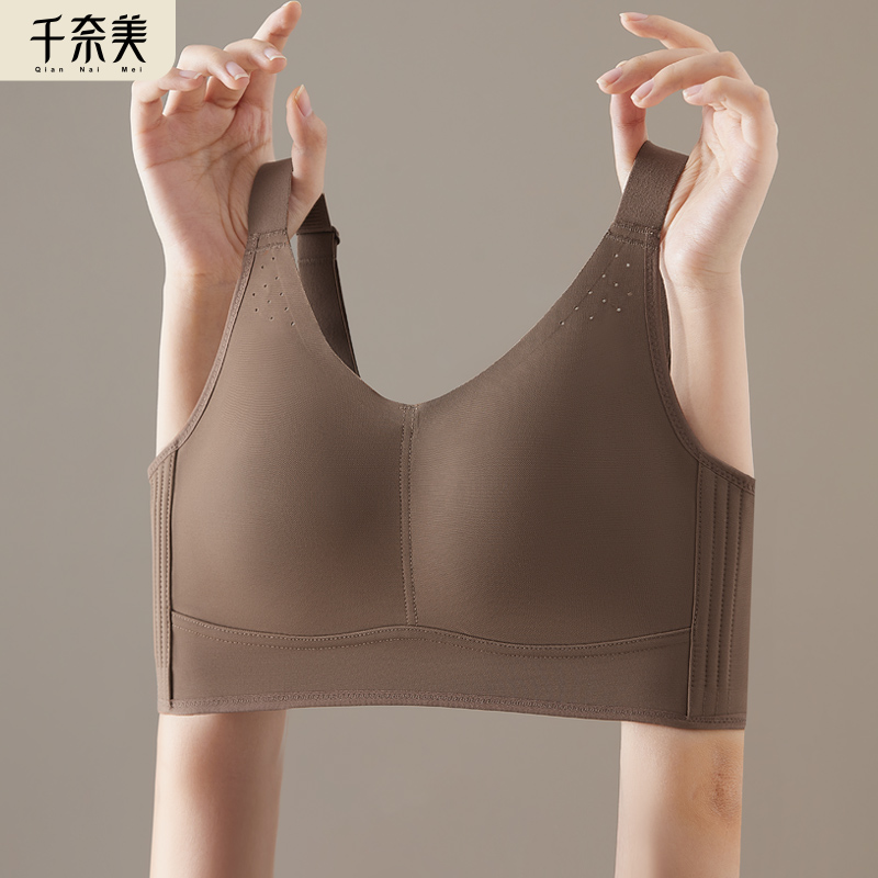 千奈美大胸显小内衣薄款全罩杯无钢圈防下垂无痕全包显胸小文胸