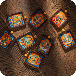 纯手绘高档唐卡吊坠五爷扎基拉姆绿度母黄财神十二生肖唐卡擦擦佛