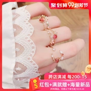 Hàn Quốc mới Dongdaemun cô gái trái tim tình yêu hoa thạch mắt mèo lưỡi liềm mở vòng nhẫn KR507 - Nhẫn