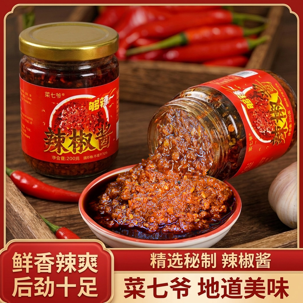 菜七爷超辣蒜蓉辣椒酱灯笼剁椒酱