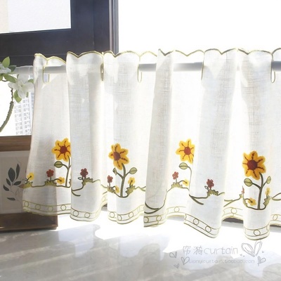田园太阳花咖啡帘半帘短帘