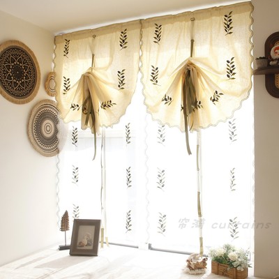 厨房小窗户免打孔魔术贴罗马帘