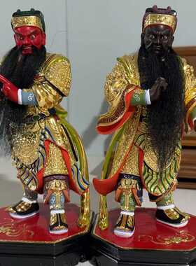 香樟木赵康元帅雕刻摆件赵康王爷神像武财神左右护法部将站身佛像