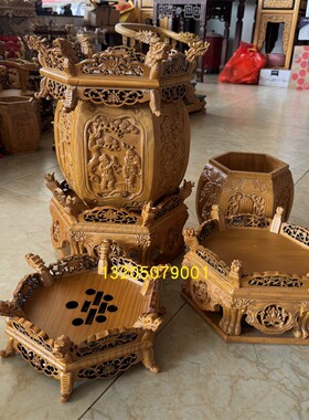 功名灯六角拜斗灯供佛木雕工艺品拜斗米斗六面斗玄关摆件朝真礼斗
