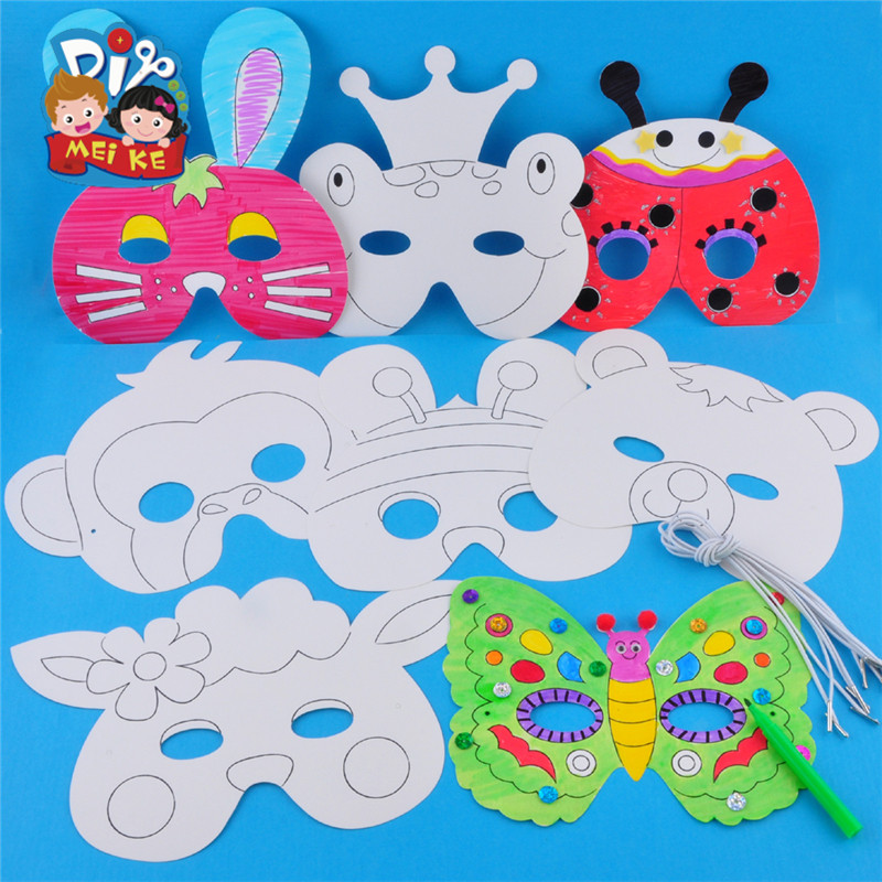 复活节卡通动物小兔面具白坯绘画面具幼儿制作材料美可手工diy