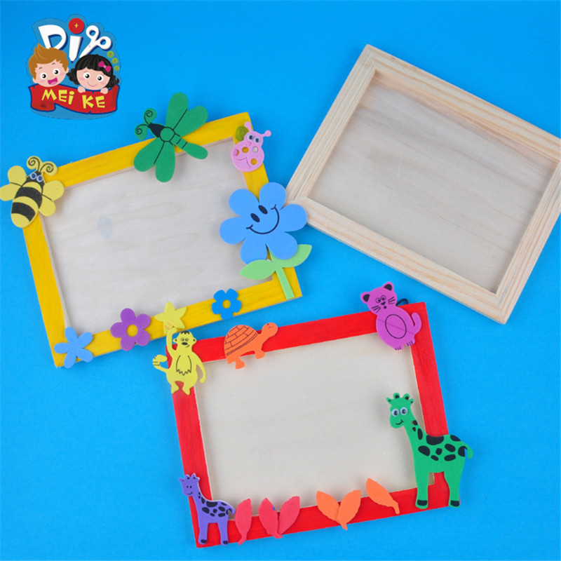 白坯木质相框mei ke幼儿园diy粘贴画礼物儿童手工自制制作材料包