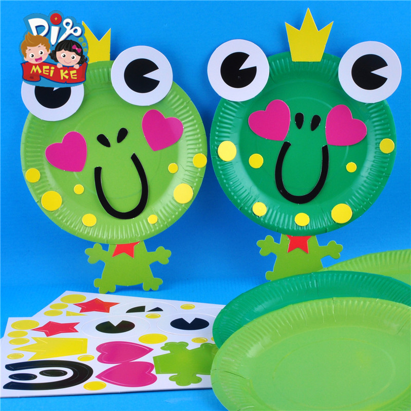 3d立体纸盘青蛙手工幼儿园儿童创意手工diy美术自制制作材料包