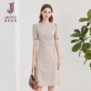 经典故事设计感皱褶法式连衣裙女夏季2026新款小众气质修身裙子