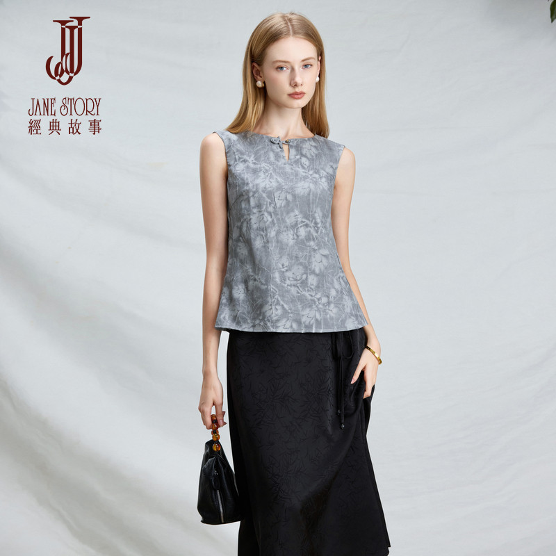 小个子无袖新中式衬衫女上衣