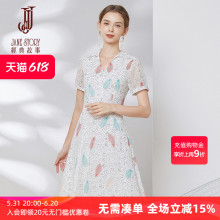 2024新款 显瘦V领雪纺连衣裙女夏季 高端波点印花裙子 时髦气质薄款