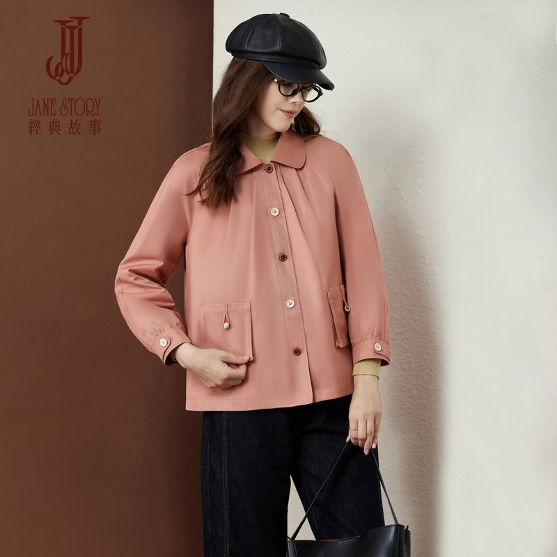 娃娃领百搭款短款风衣外套