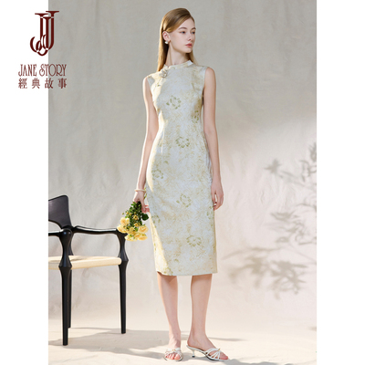 复古气质无袖旗袍连衣裙女