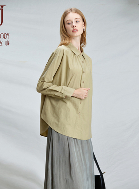 经典故事简约全棉衬衫女长袖2026新款春季宽松舒适100棉衬衣上衣
