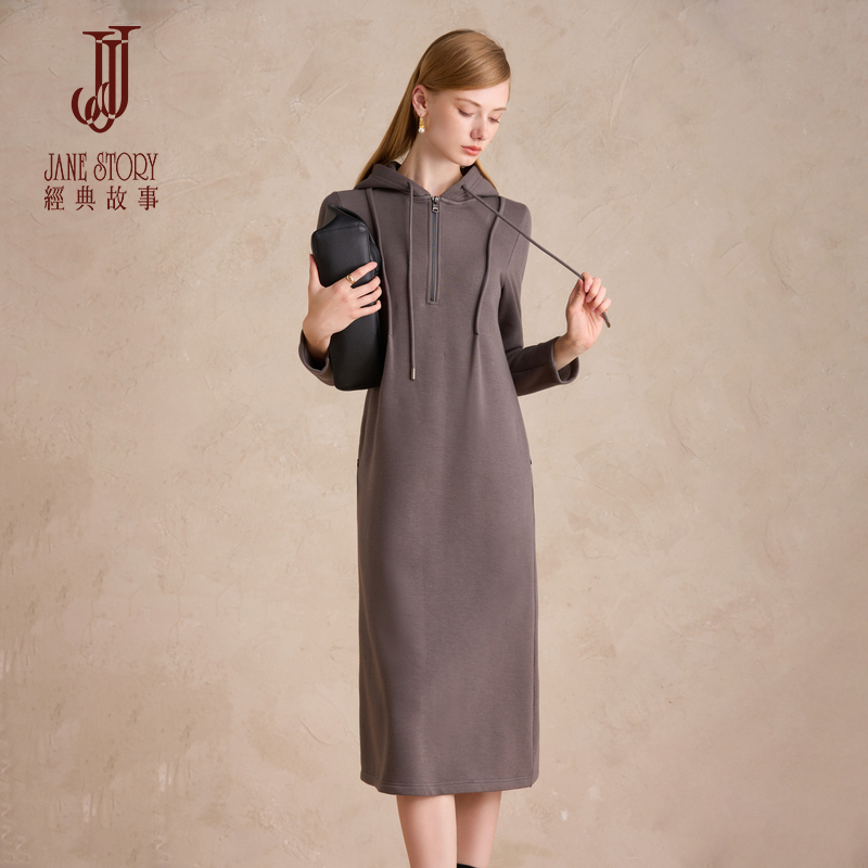 长款针织连衣裙女小个子卫衣裙