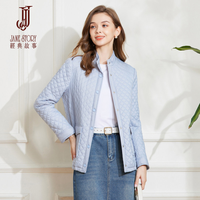 时髦小香风菱格棉服女款冬季2025新款气质中长款夹棉外套薄款棉衣