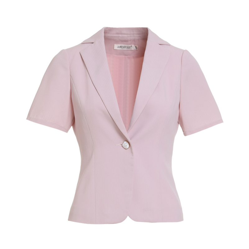 小个子短款粉色西服上衣
