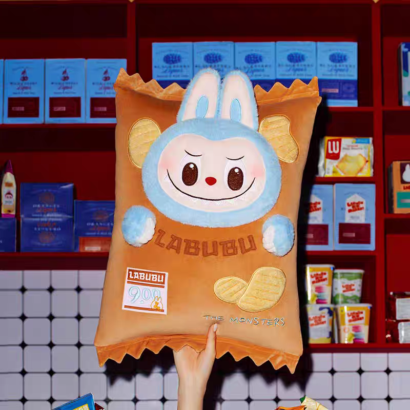 POPMART泡泡玛特labubu怪味便利店系列拉布布薯片抱枕周边送礼物