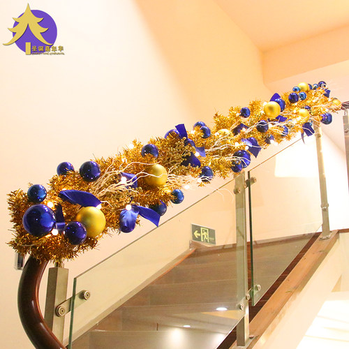 圣诞节装饰品2.7米金色圣诞藤条门挂diy居家客厅酒店橱窗布置挂件