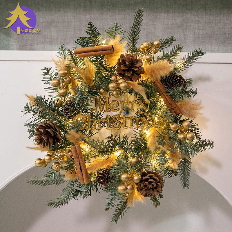 圣诞节装饰品北欧ins风小型圣诞花环门挂diy居家客厅橱窗壁小挂件