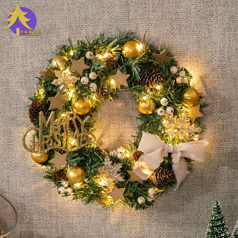 圣诞节装饰品ins风五角星雪花圣诞花环门挂diy家用客厅橱窗小挂件