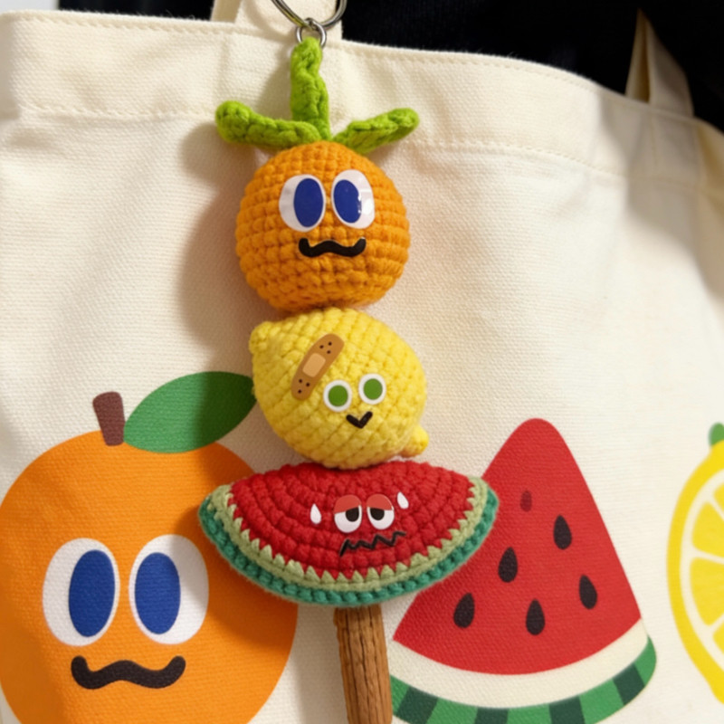 水果家族糖葫芦钩织挂件想做点手工贴五月天胡萝卜柠檬西瓜三件套,服饰配件/皮带/帽子/围巾,DIY编织材料包,淘宝优惠券,粉丝福利购,淘宝优惠卷