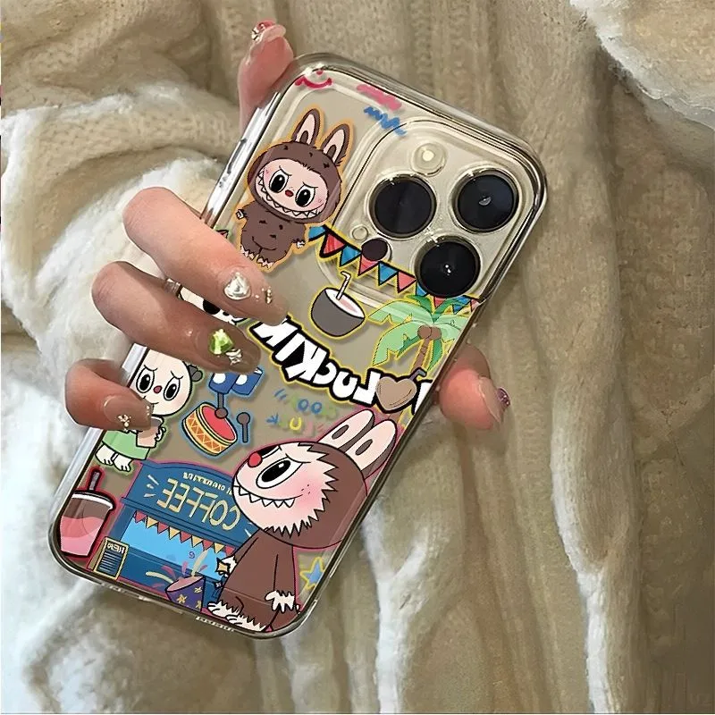 拉布布苹果16PROMAX手机壳iPhone14华为MATE60透明卡通防摔软壳
