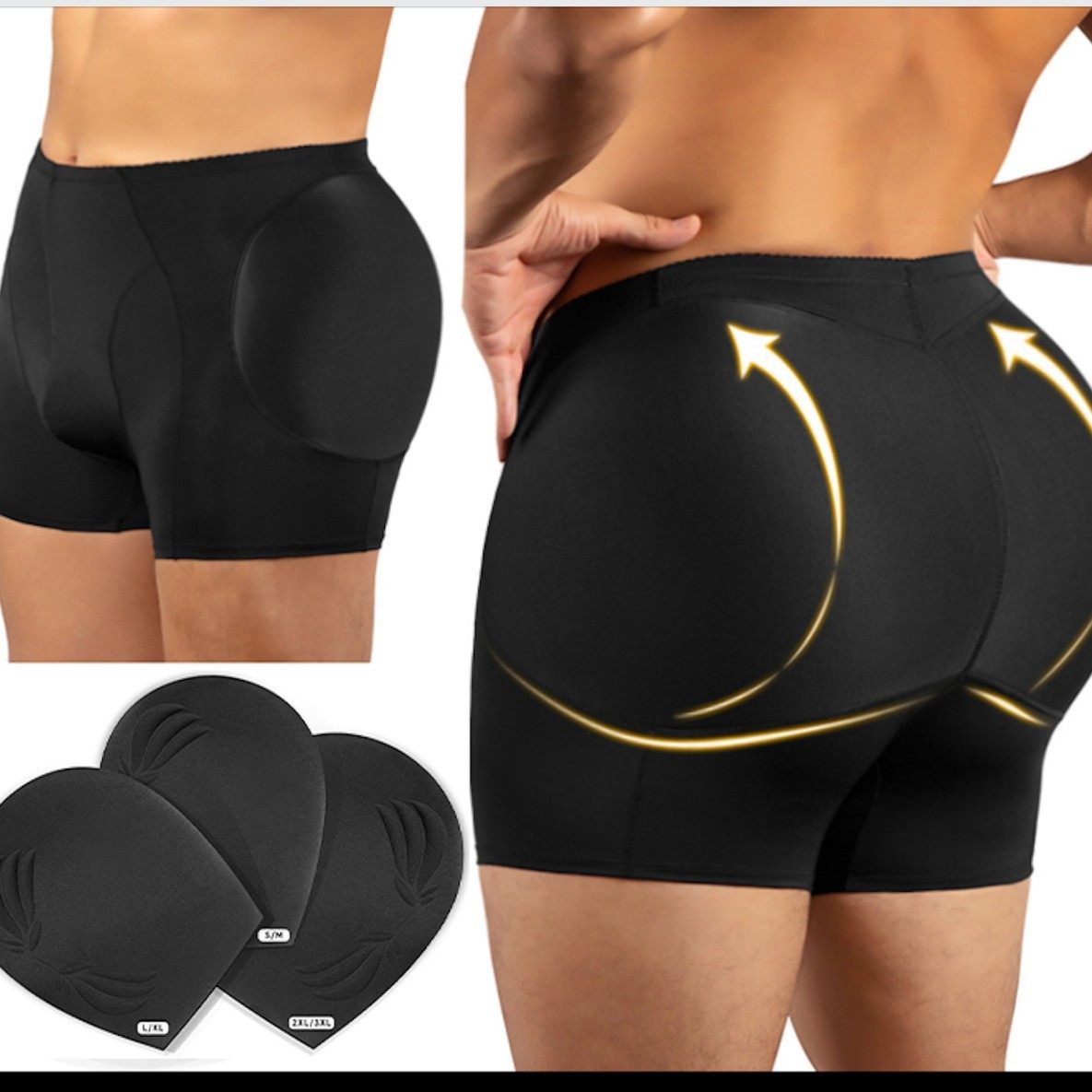 男士新款提臀裤丰臀丰胯蜜桃臀海绵垫子假屁股平角性感美臀内裤