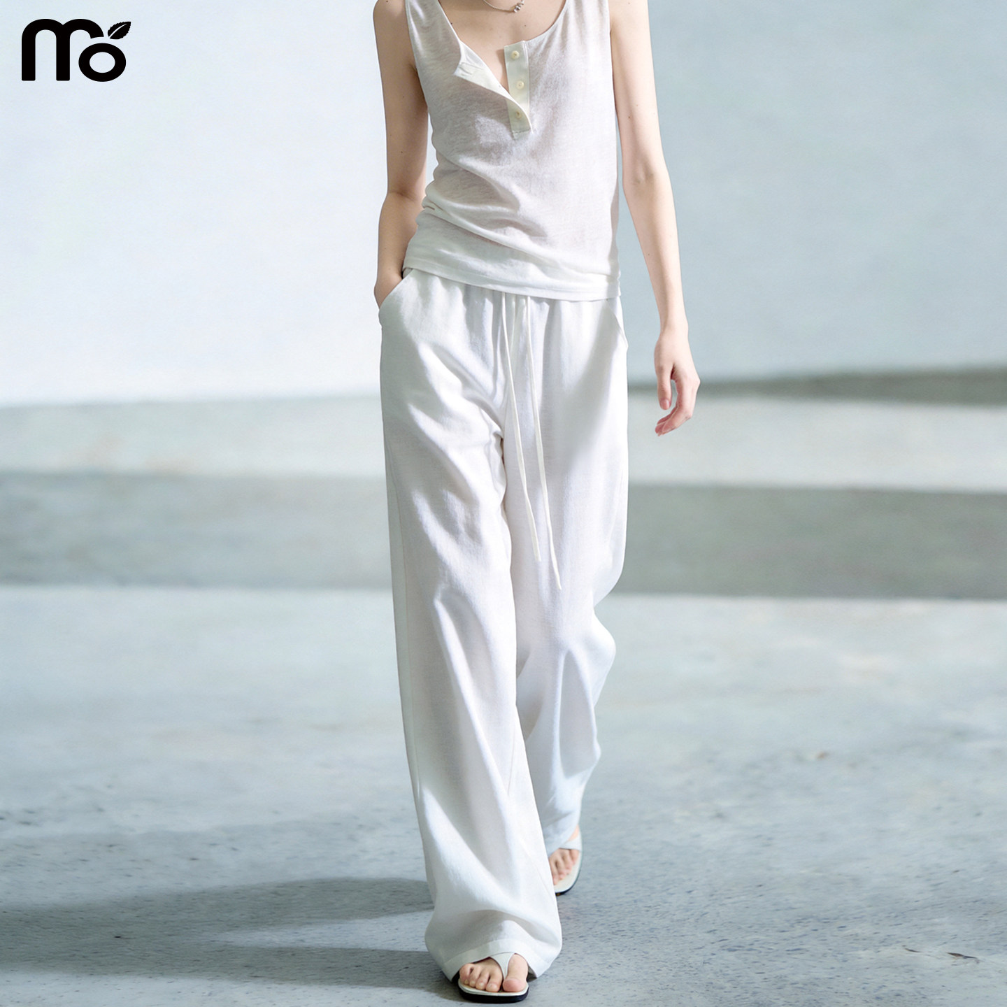 慵懒老钱棉麻感山本裤子女春夏季薄2026新款宽松垂坠感休闲阔腿裤
