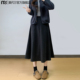 灰色毛呢半身裙女2025新款 秋冬季 黑色小个子高腰垂感a字大摆伞裙