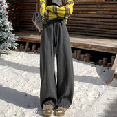 子女2026新款 秋冬爆款 加绒加厚糯米裤 裤 直筒阔腿休闲弯刀运动卫裤