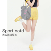辣妹运动短裤 a版 女夏季 美式 薄2025新款 高腰热裤 显瘦休闲阔腿卫裤