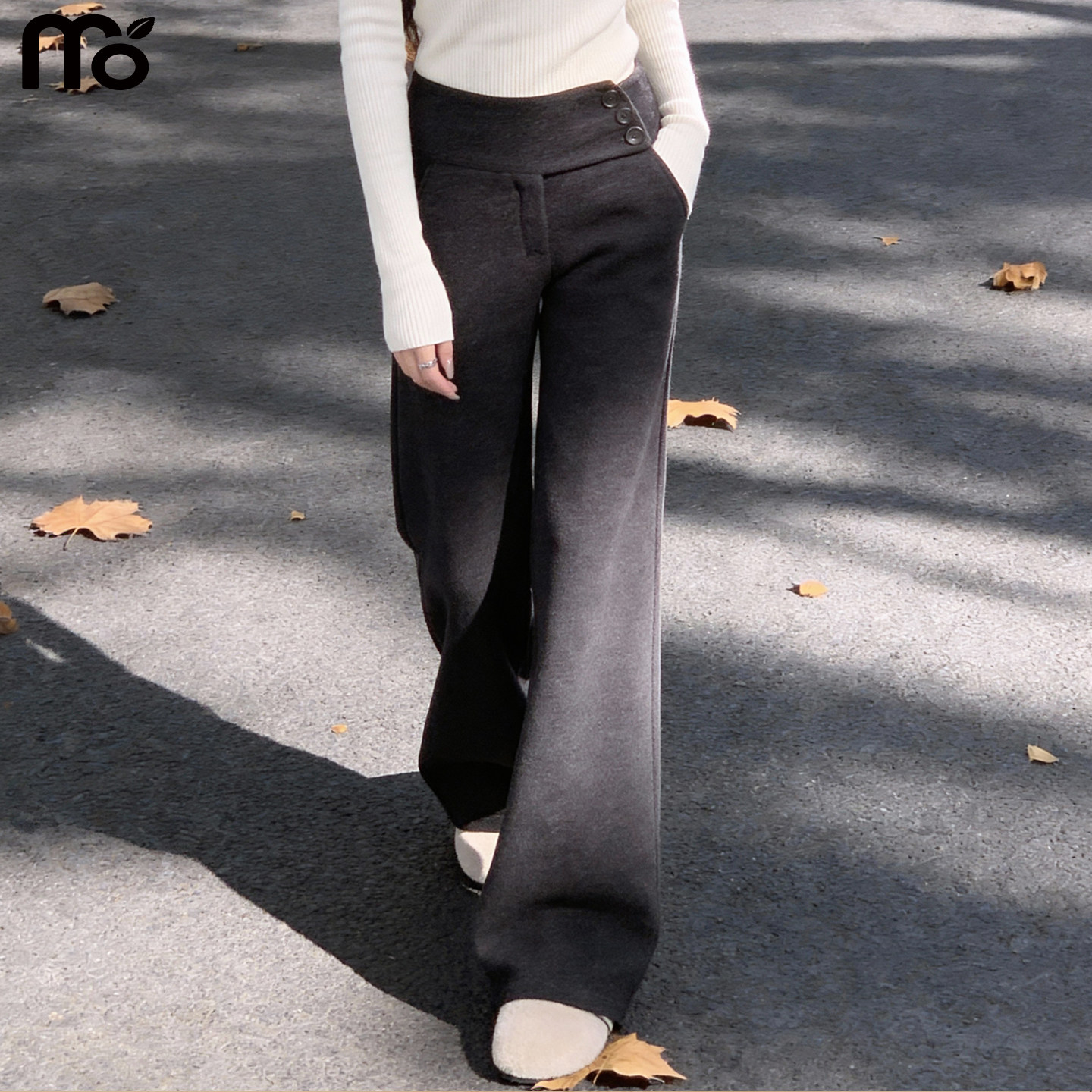 微喇卫裤子女秋冬季2025新款宽松垂感休闲纽扣喇叭毛呢窄版阔腿裤,女装/女士精品,休闲裤,淘宝优惠券,粉丝福利购,淘宝优惠卷