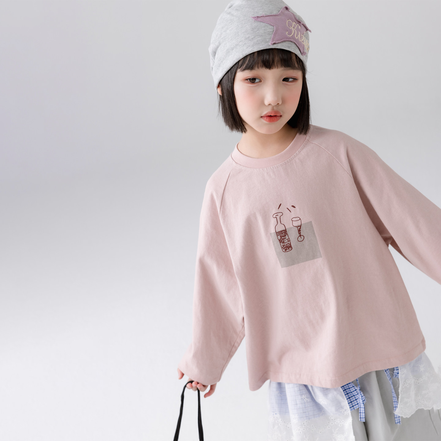 哈依鲁2026春秋季新款女童长袖T恤儿童中大童宽松时尚韩版上衣潮