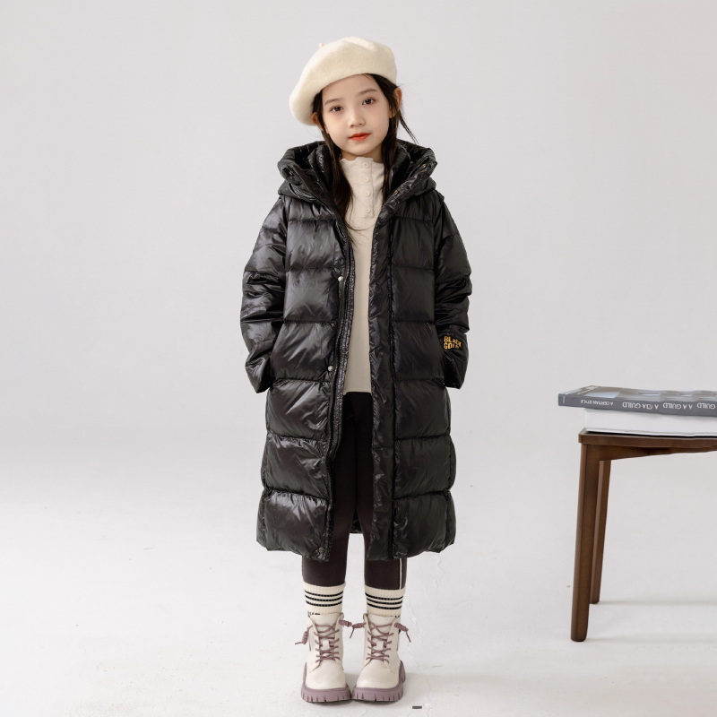 哈依鲁冬季女童长款黑金羽绒服