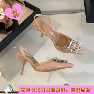 超仙绝美配裙子性感尖头包头凉鞋年新款一字带外穿高跟鞋鞋子