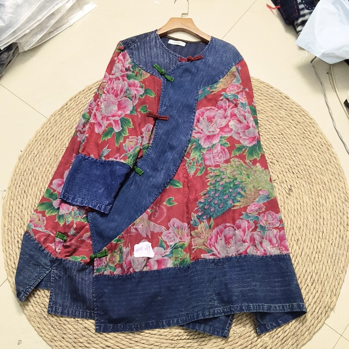 复古文艺东北大花拼接袍子新款宽松显瘦百搭（花色随机介意勿拍）