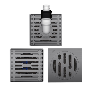 九牧卫浴304不锈钢枪灰地漏防臭防堵洗衣机卫生间方形盖下水速排