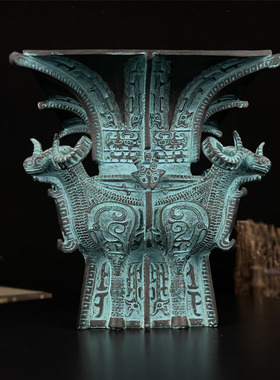 青铜器仿古摆件四羊方尊酒樽