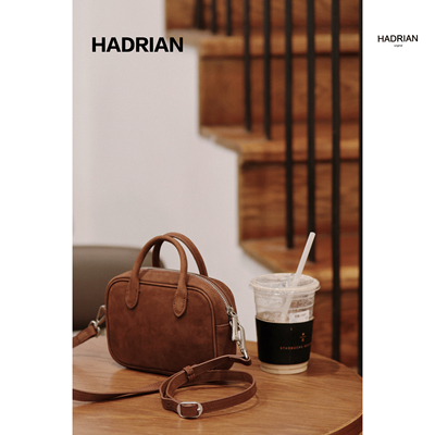 HADRIAN哈德良麂皮头层牛皮时尚百搭单肩手提保龄球包女包H25890