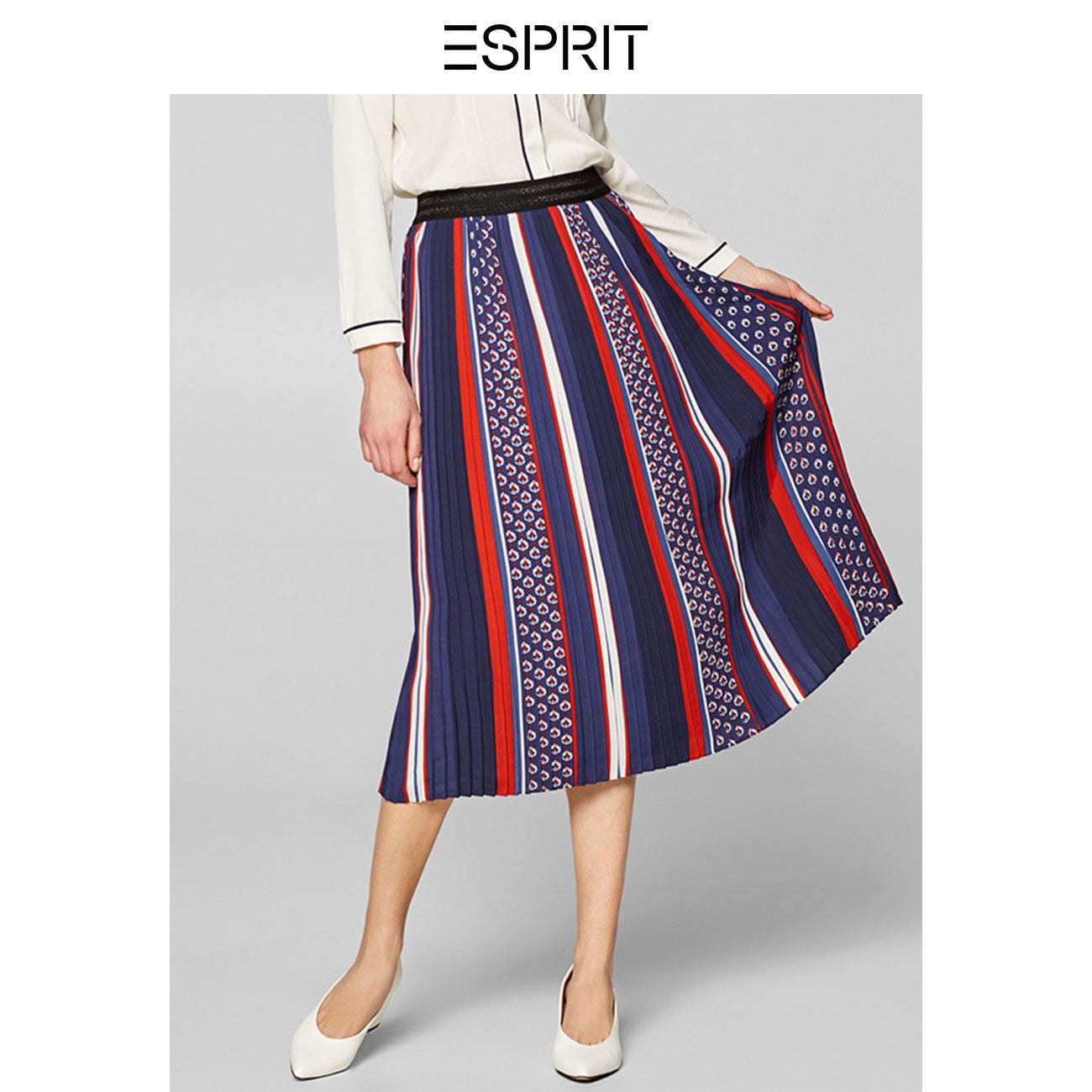 ESPRIT夏季時尚複古半身裙印花條紋女生百褶迷笛在類目 女裝/女士精品, 半身裙中 - 來自Buy2taobao.com提供專業的淘寶代購服務