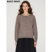 House 百家好复古驼色100%羊毛圆领针织开衫 女2026春季 Basic 新款